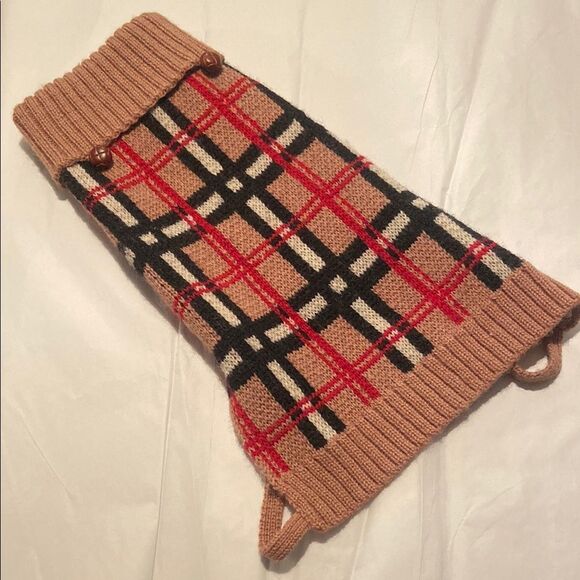 Preppy Dog Fashion Tanner & Dash Tartan Plaid Knit Dog Sweater - Picture 1 of 6